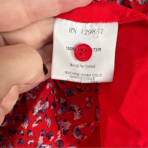 THE SHIRT ROCHELLE BEHRENS Blouse Shirt Top Red Floral cottage core romantic - Picture 5 of 5